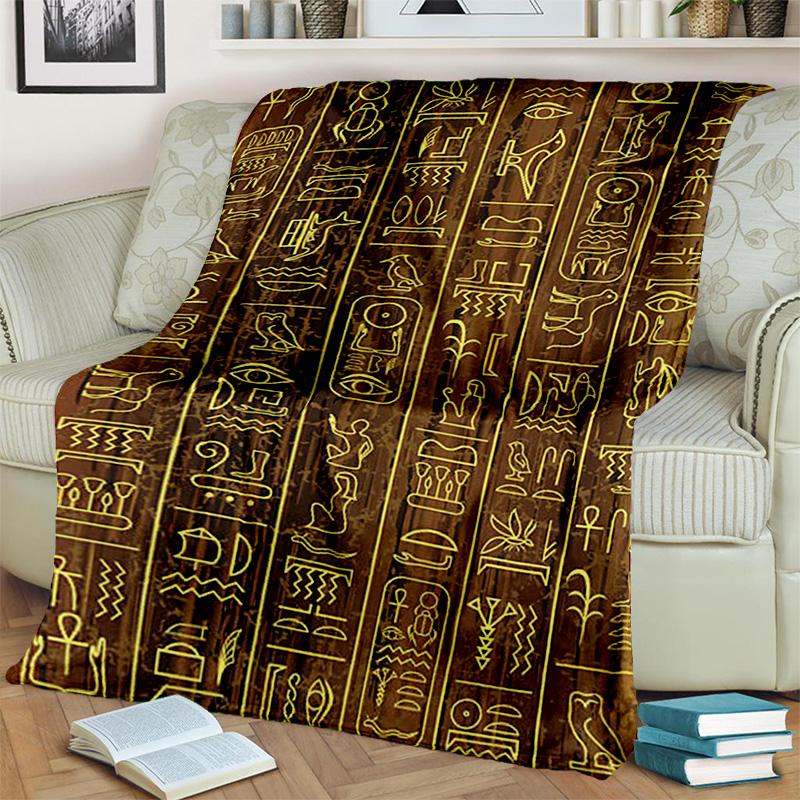 3D Egyptian Pharaoh Hieroglyphics Symbol Blanket,Soft Throw Blanket for Home Bedroom Bed Sofa Picnic Travel Office Cover Blanket