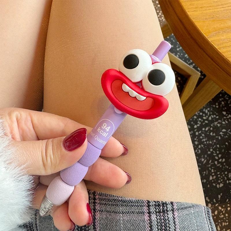 4Pcs Cute Big Mouth Big Eyes Funny Doll Black Gel Pen for School Students Or Office Use Writing Stationery Student Exam Pens