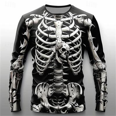 Halloween Horror Schädel Skelett 3D Druck T-Shirts Herren Damen Mode Langarm T-Shirt Harajuku Pullover Tees Top Kinderbekleidung