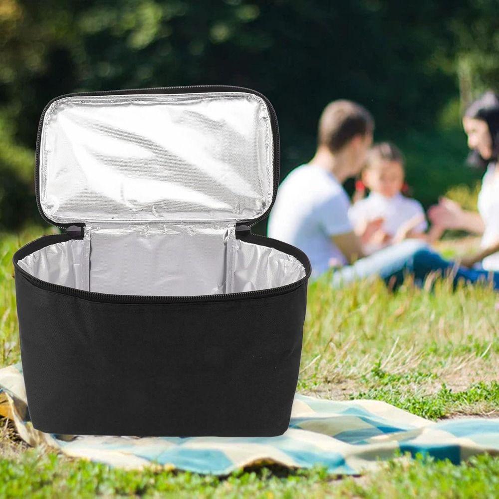 10L Insulated Lunch Bag Black Food Transport Carrier Convenient Portable Cooler Tote  Outdoor
