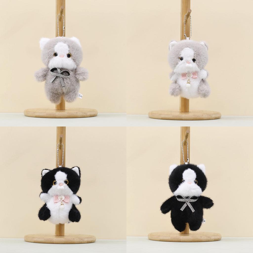 Plush Cat Keychain With Pp Cotton Filling For Cute Bag Decor