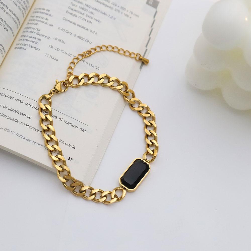 Accessories Hip Hop Style Black Square Zircon Bracelet Girls Niche Light Luxury 18K Titanium Steel Jewelry