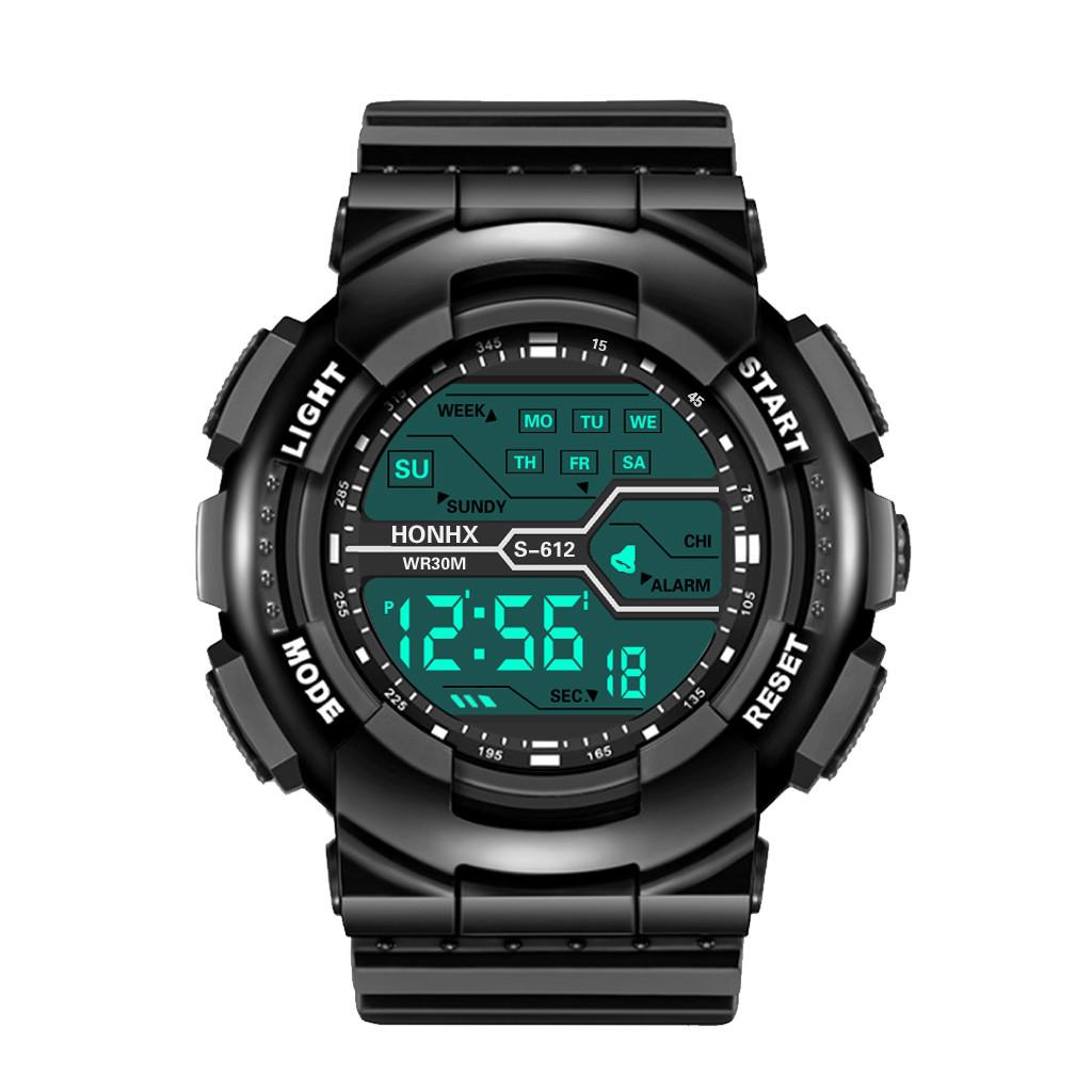 Mode wasserdichte Herren Jungen LCD Digital Stoppuhr Datum Gummi Sport Armbanduhr