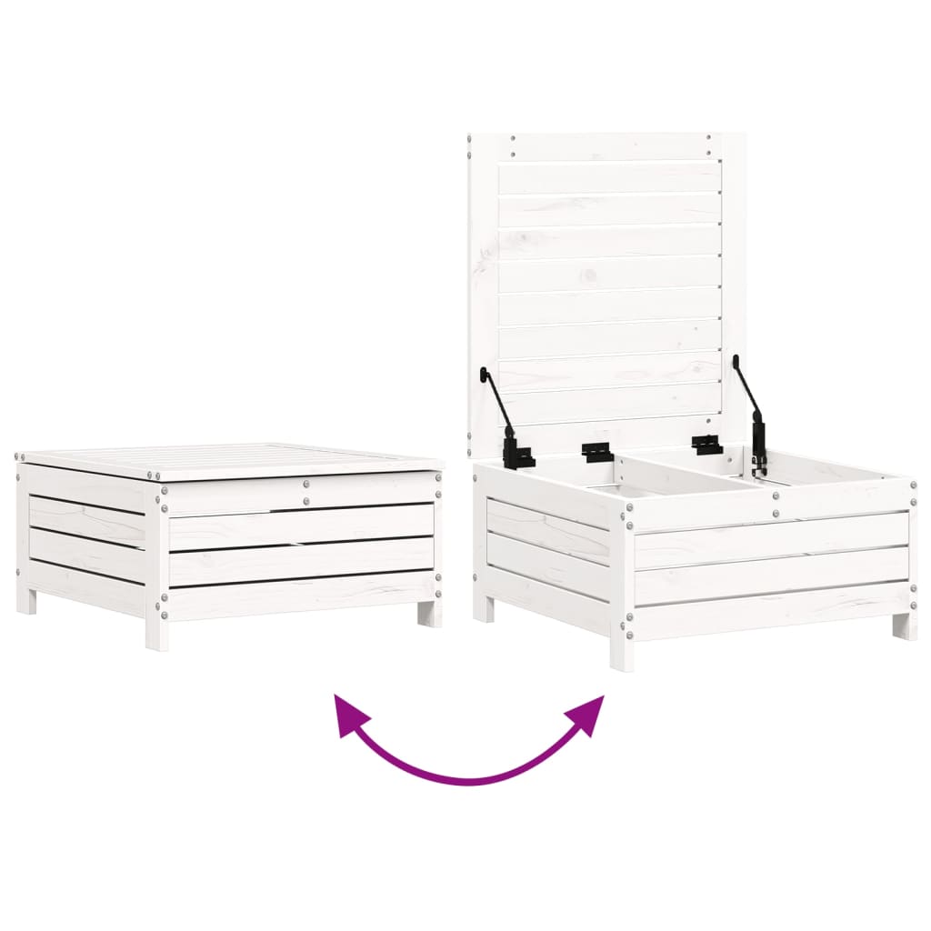 6 Piece White Garden Sofa Set Solid Pine Wood