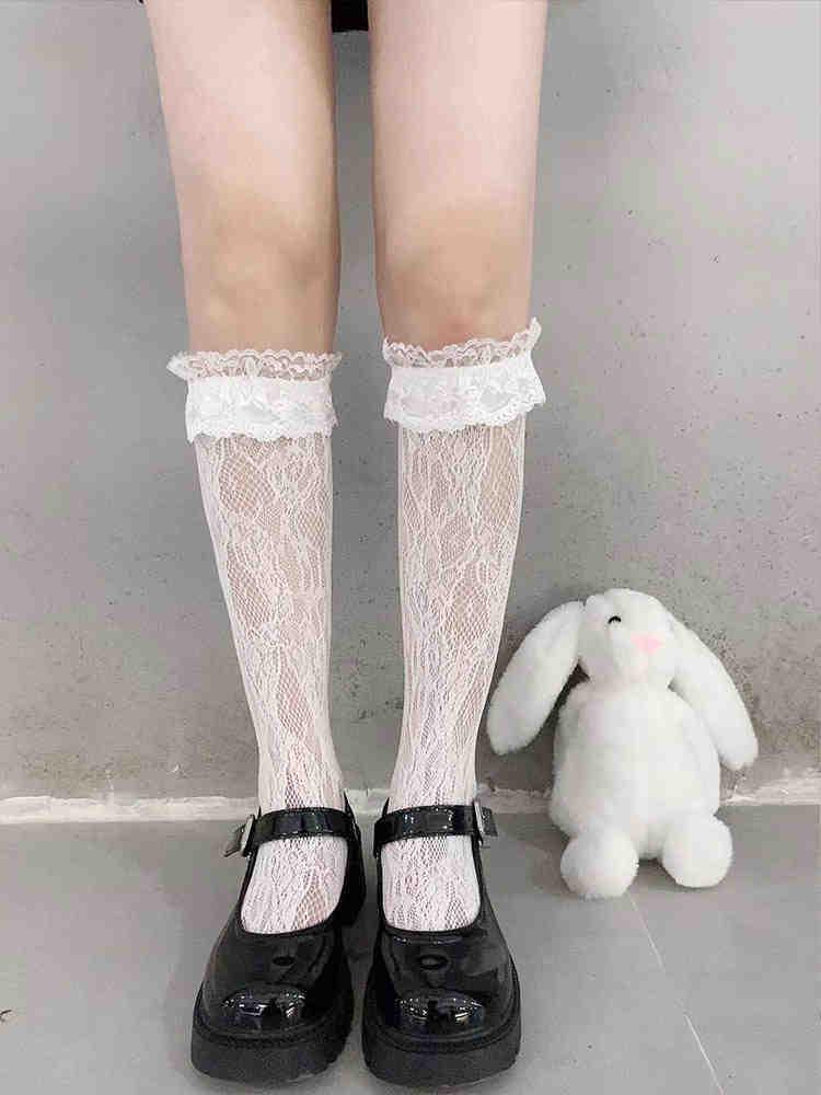 Japanese Style Lolita Lace Calf Socks - Women's Summer Mid-Length Martin Boot Socks