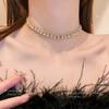 Shimmering Collarbone Chain Jewelry Set Square Stud Earrings Allergy Resistant Copper For Formal Event And Daily Use