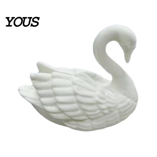 Stable Base Figurine Swan Figurine, 3D Printed White Statue, Modern Minimalist Small Desk Accessory Tabletop Ornament for Living Room, Office,