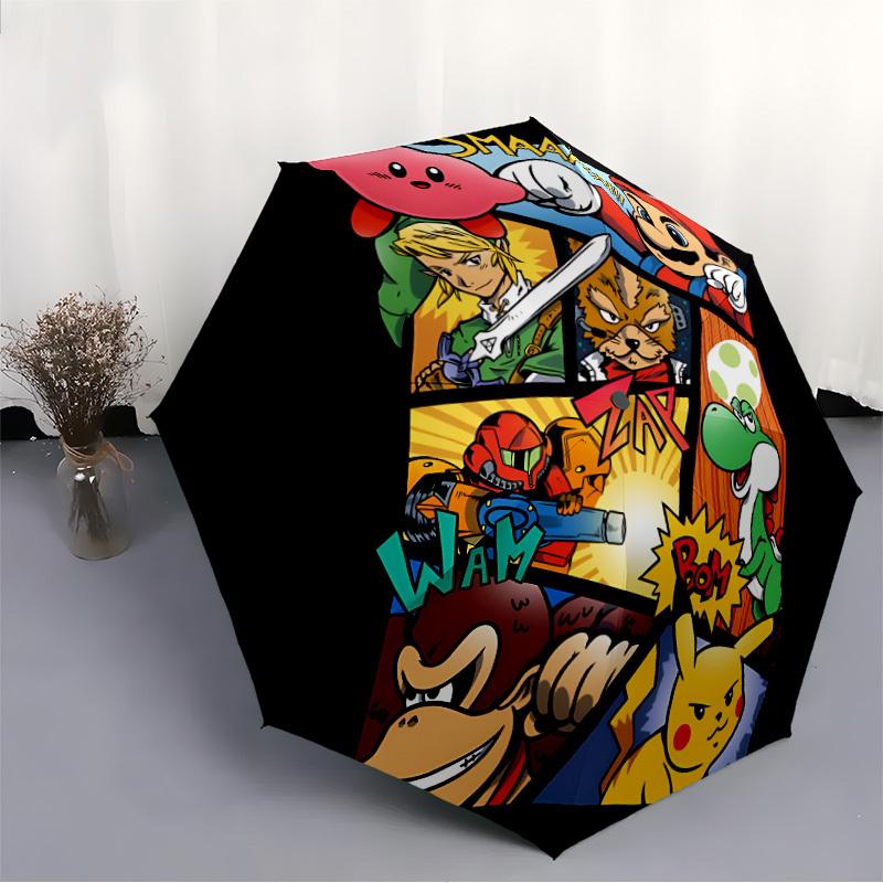 1 pezzo Super Smash Bros. Ombrelli Pieghevoli con Apertura/Chiusura Automatica, Ombrelli da Viaggio Portatili e Compatte, Regalo per Uomini e Donne y13