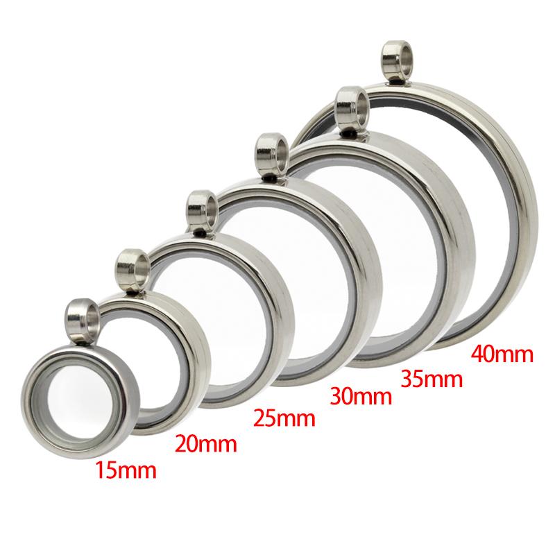 12pcs 15/20/23/25/27/30/33/35/40/45mm Stainless Steel Screw Living Memory Glass Locket Floating Charms Locket Pendant Jewelry