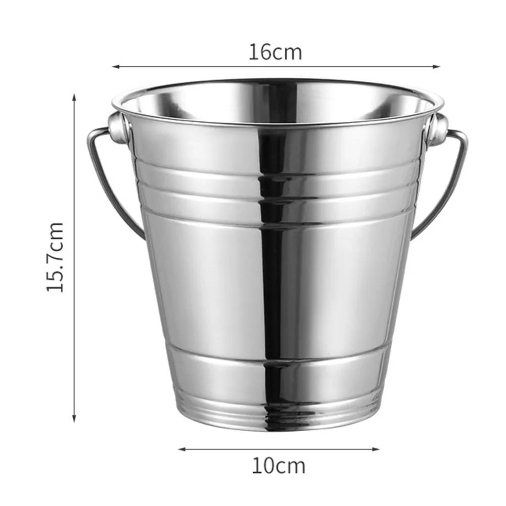 Stainless Steel Ice Bucket Portable Ice Chiller Cooler With Comfortable Handle For Champagne Beer Party Barware 1/1.5/2/2.5L