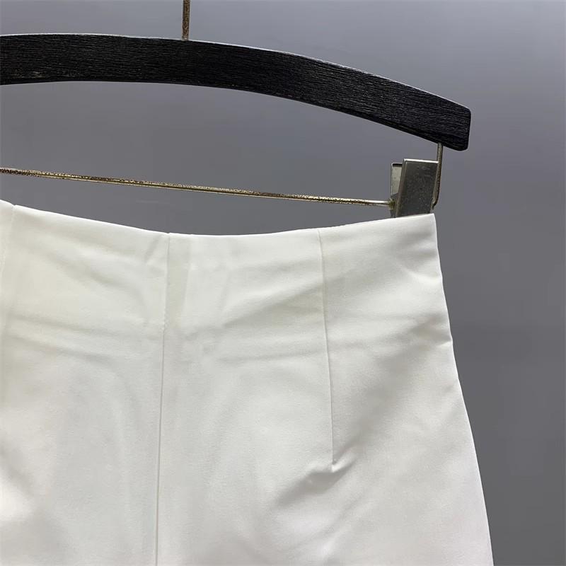 2025 Women's White High-Waist A-Line Suit Shorts - Casual, Slimming, Versatile Wide-Leg Pants for Summer