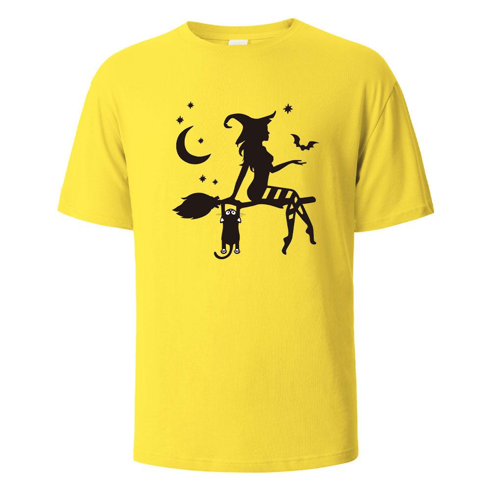 Witch Print t shirts 100 Cotton Summer Tees For Men Women Oversize Casual Tops t shirts