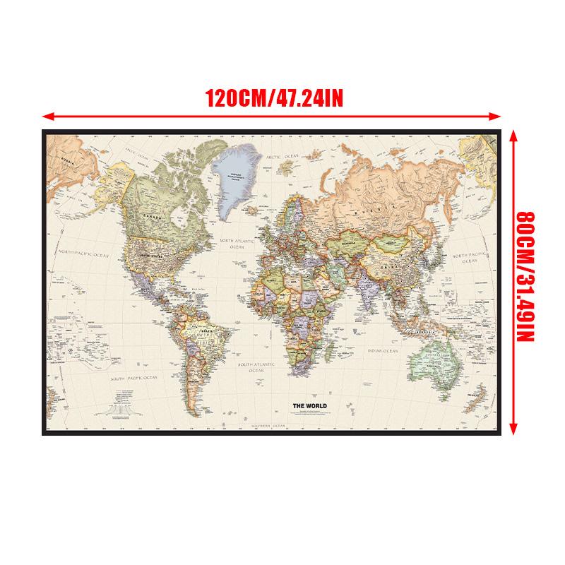 1 stücke Weltkarte Wand Poster Klar Gedruckt Leinwand Malerei Dekorative Hängen Bild Büro Hause Schulbedarf Ohne Rahmen