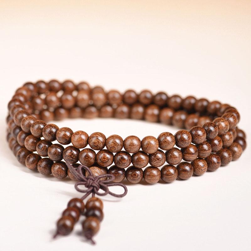 Authentic Sandalwood Buddhist Prayer Beads Bracelet - Ethnic Style Jewelry