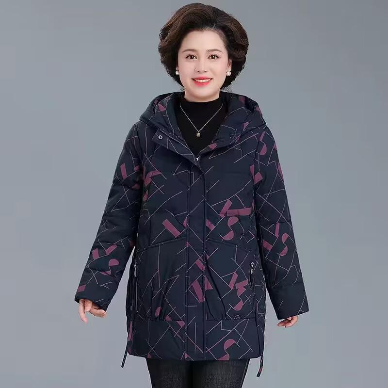 

Зимняя хлопковая куртка с подкладкой женская осенне-зимняя темпераментная с принтом теплая модная хлопковая одежда 6XL-155-85 kg тёмно-синий