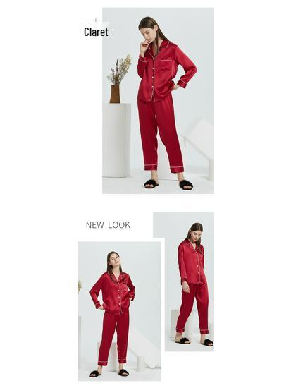 Butterfly Embroidery Silk Pajama Set - Women's Mulberry Silk Two-Piece for Spring/Summer