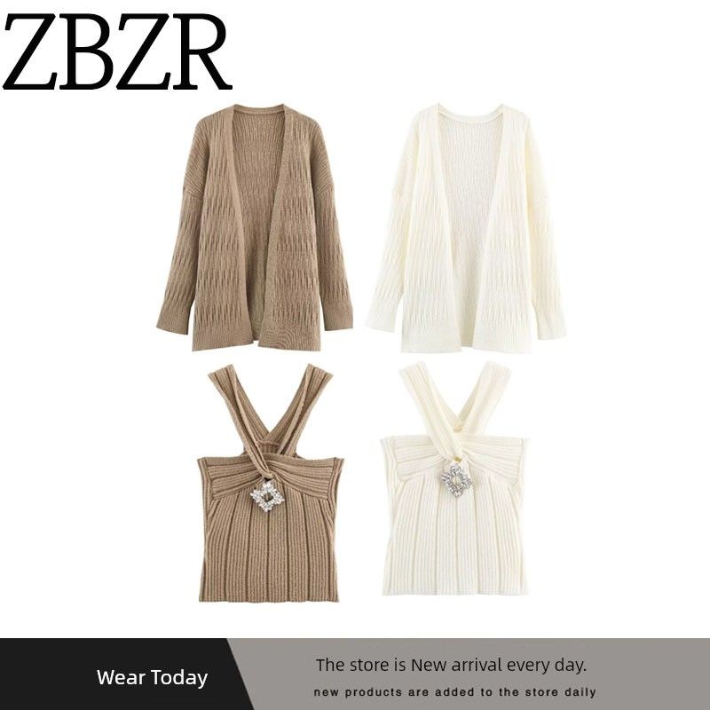 Za New Arrival Women's Clothing ZR Fashion Style Export Fashion All-Match Metal Strap Tops Casual Two-Piece Dress of Knitted Sweater