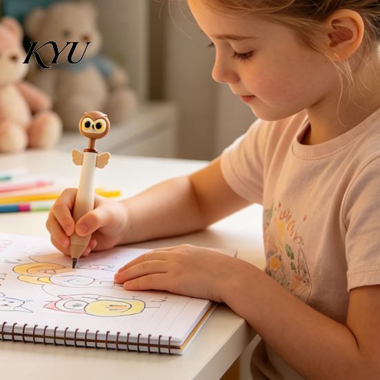 Cartoon Pens with Wings Cute Animal Ballpoint Pen, 0.7mm Smooth Writing Retractable Gel Stationery Gifts for Kids Pens, Owl/Chick/Penguin/Honeybee Pen