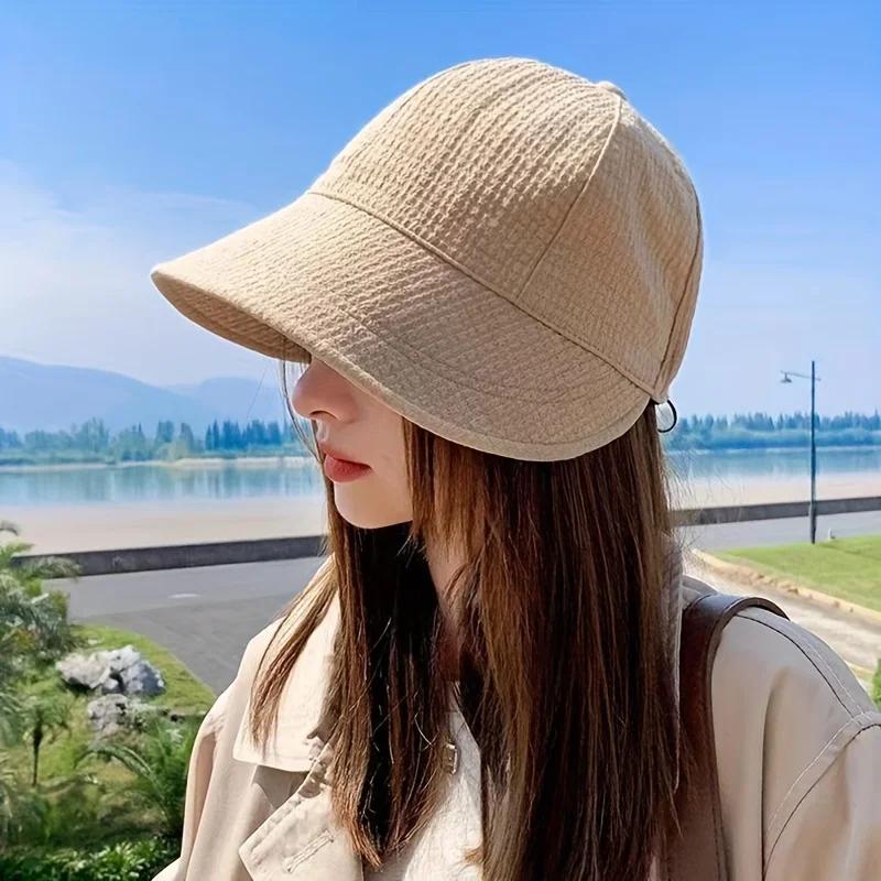 Women'S Breathable Women Bucket Hat with Adjustable Drawstring Elastic Polyester Sun Protection Head Caps,suitable for Beach