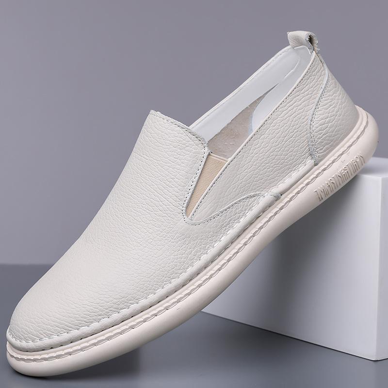 Summer New Shoes for Men Genuine Leather Casual Shoes Fashion Breathable Flat Leather Sandals Youth Slip-on Loafers