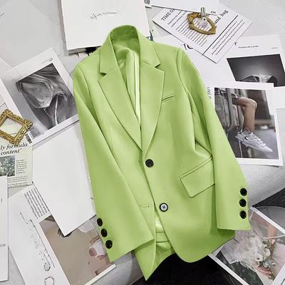 Women's Solid Color Casual Pocket Blazer Suit Korean Fashion Long Sleeve Cardigan Multi Colors Blazers Jackets