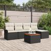 6-Piece Garden Sofa Set with Cushions Black Rattan Acacia, 2-Seater Garden Sofa with Storage & 3355982