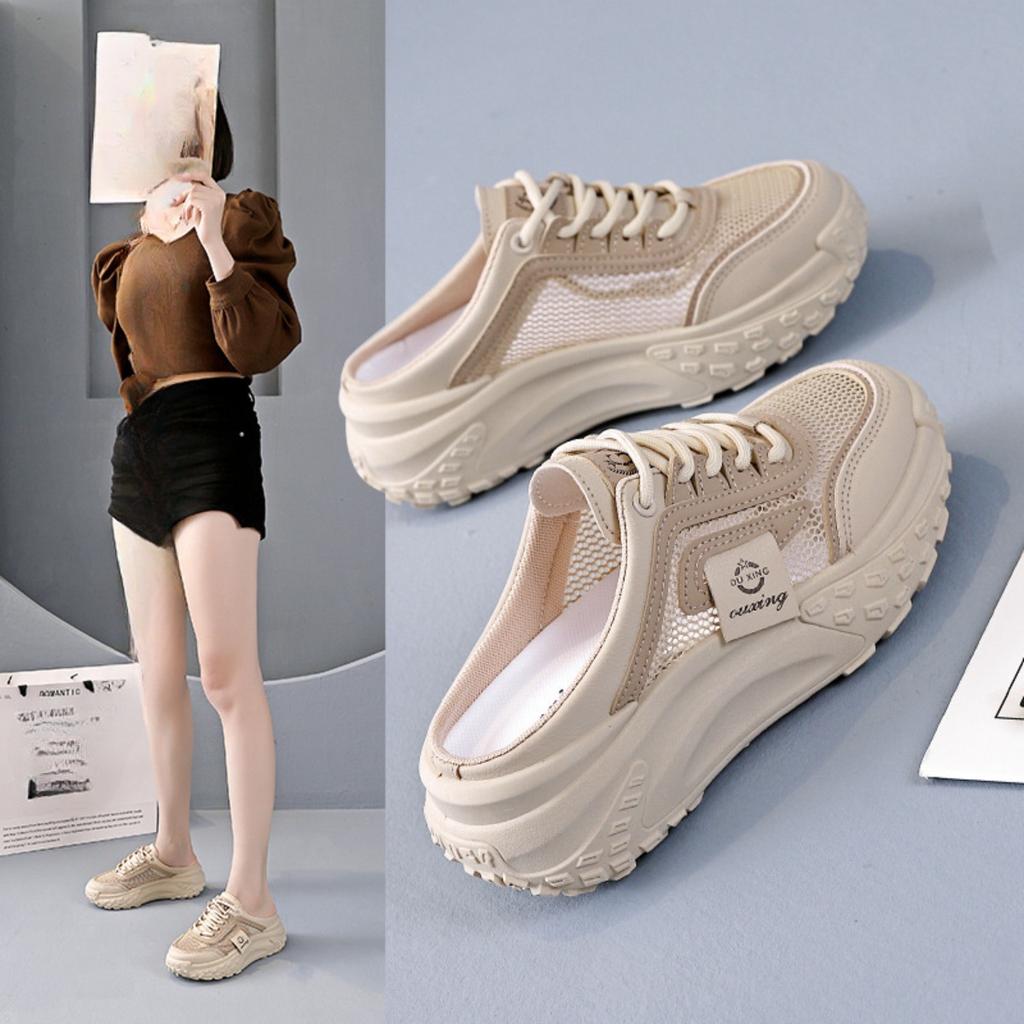 Lässige Halbschuhe Damenschuhe für Sommer-Outdoor-Bekleidung, Ein-Fuß-Faulschuhe, Sportschuhe, Mesh-Kühle Hausschuhe