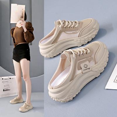 Kasdieniai pusiau šlepetės moteriški batai vasarai lauko dėvėjimui, vienos kojos tinginių batai, sportiniai batai, tinklinės vėsios šlepetės