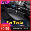 Autoaufkleber 2025 Neu Tesla Autositz-Spalt-Organizer PU-Leder-Tasche Auto-Aufbewahrungs-Organizer Für Tesla Model 3 Model X Y Style Road