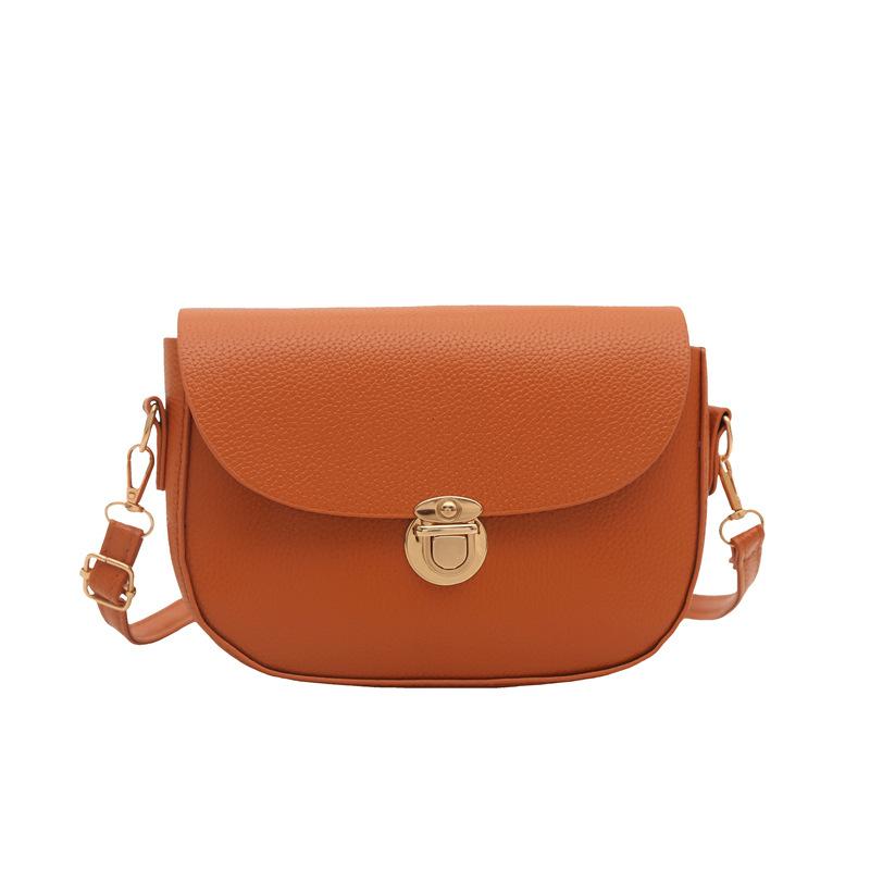 Fashion shoulder bag versatile solid color simple casual commuter messenger bag foreign style saddle bag women