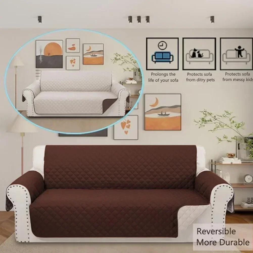 Reversible Water Resistant Loveseat Cover Thick Quilted Fabric Protector for Pets Kids Sofa Furniture Protection