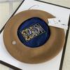 High Quality Woolen Beret Female Autumn and Winter Temperament Retro Painter Hat Brown Showing Small Face