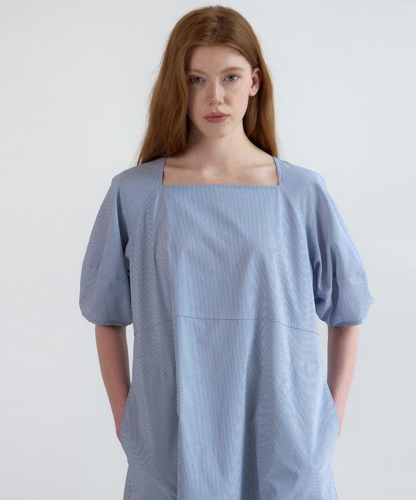 Nevel Everywear Stripe Balloon Dress_Blue