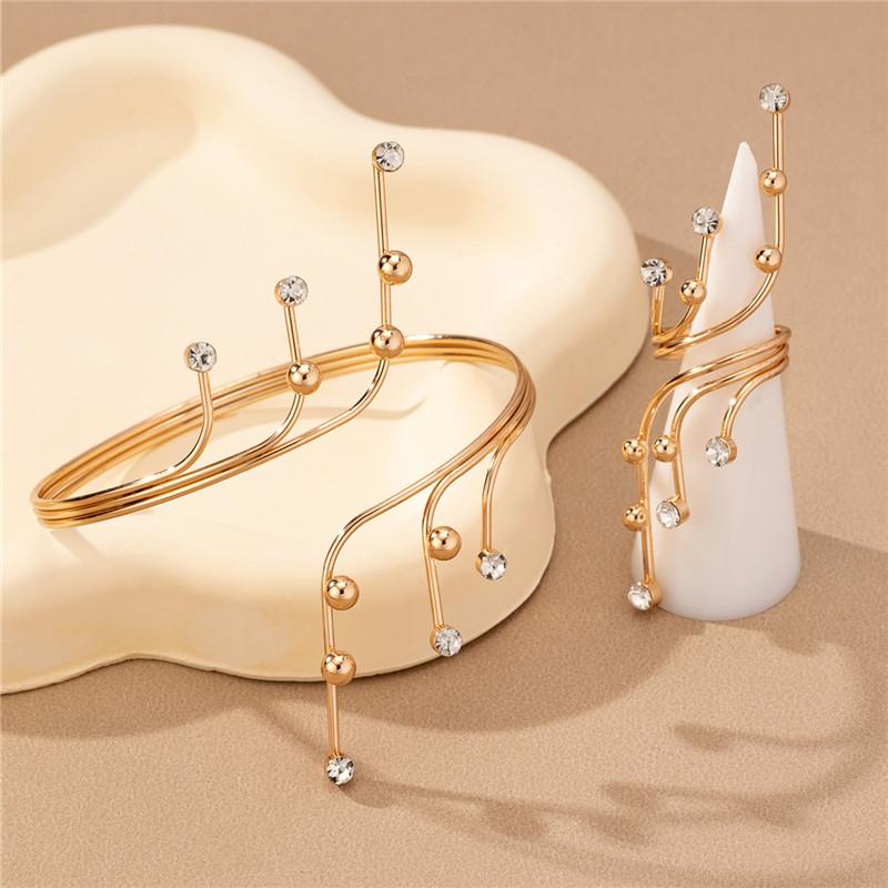 Retro Style Minimalist Pearl Ring And Bracelet Set for Women Elegant Party Accessory Jewelry Set