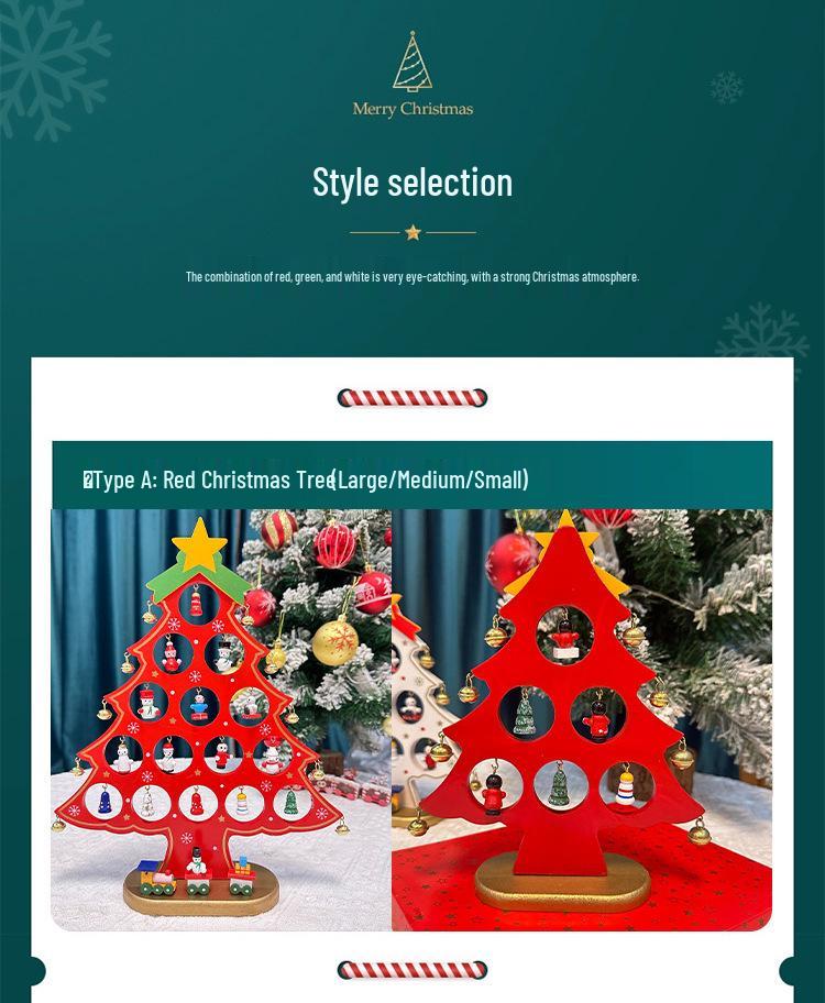 Wooden Christmas Tree Tabletop Display and Mini Figurines - Creative Gifts for Kids