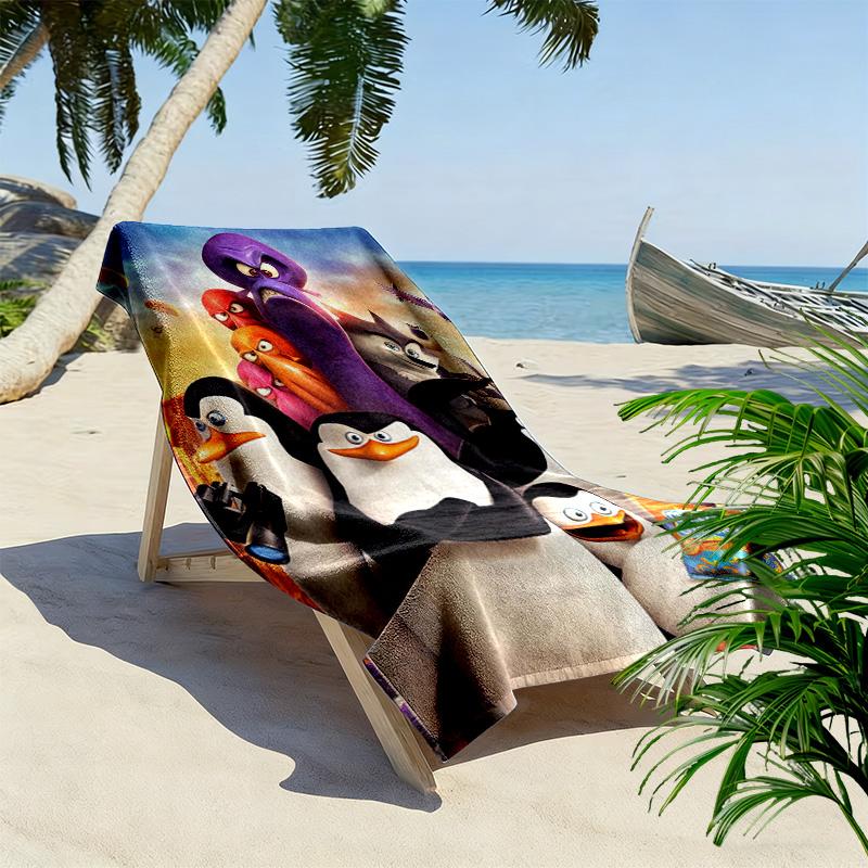 Brave Penguin 2D Flat Print Beach Towel, Large Soft Quick Dry Towel for Beach Camping SwimmingZSTJ0915433