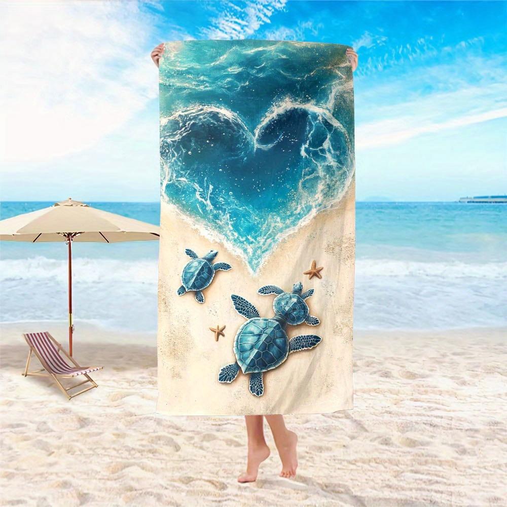 1pc Microfiber Quick-Dry Beach Towel - Large, Lightweight & Sand-Free with Sea Turtle & Ocean Design for Travel, Swimming, Yoga