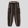 INCERUN Men Autumn Belt Zip-up Waist Stitching Corduroy Harem Pants Trousers