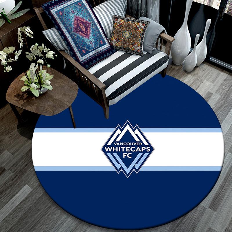 Vancouver Whitecaps Football Club Round Area Rug,Carpet Rug for Living Room Bedroom Sofa Playroom Decor,Non-slip Floor Mat