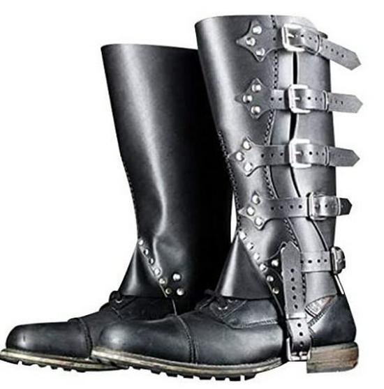 Medieval Viking Warrior Leg Guards Costume Boots for Cosplay One Size чёрный