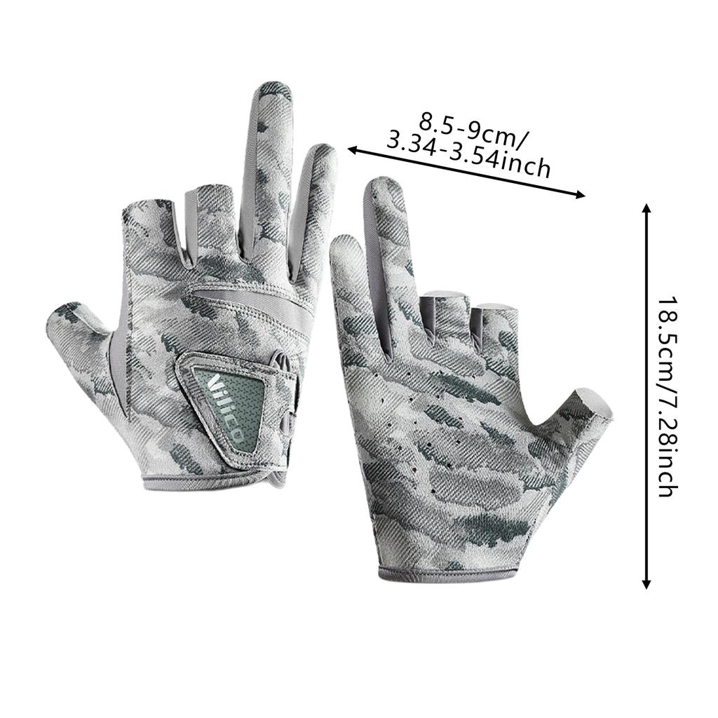 Fishing Gloves 3 Finger Anti Slip Wear Resistant Gloves for Outdoor Cycling Fishing Black Gray M/L Size