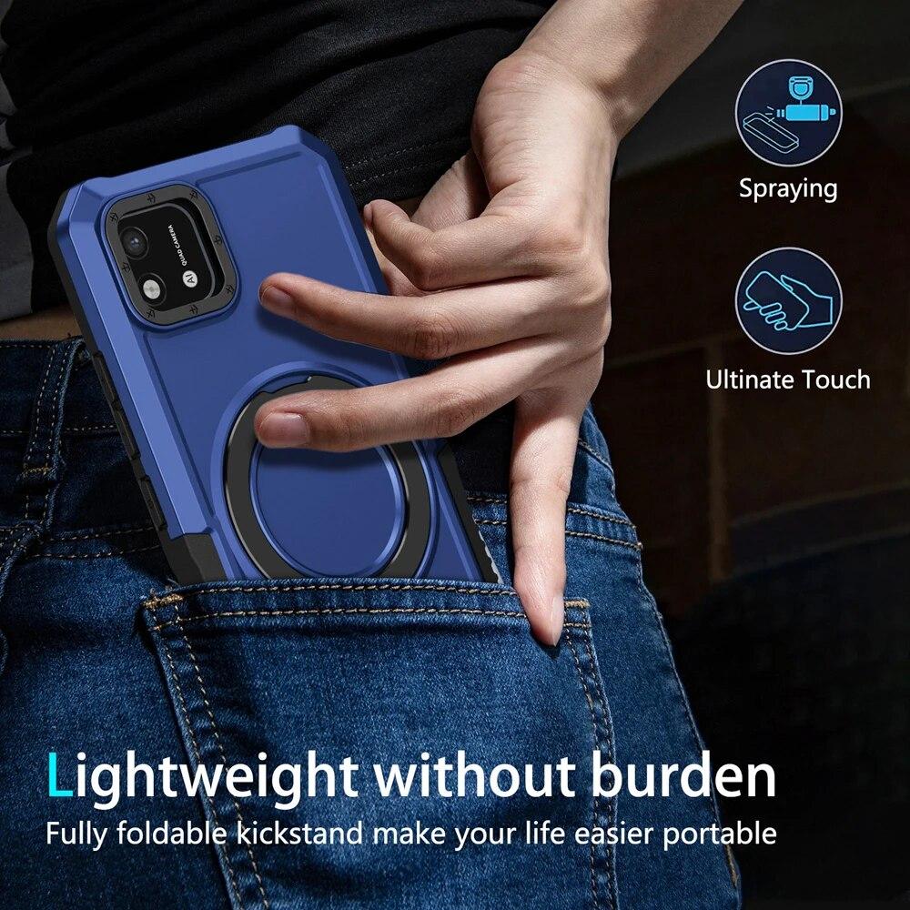 Cover Per Realme C11 (2021) – Custodia Scorrevole Con Protezione Fotocamera, Anello 360° E Supporto, Antiurto, Nera