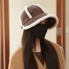 Winter Hat Women's Japanese Plush Big Head Circumference Octagonal Hat Plush Warm Face Small Cap Tide