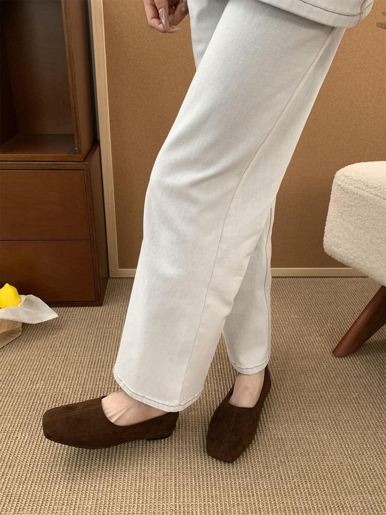 Square Head Single Shoes Women's 2025 New Soft Flat Bottom Comfortable Retro Simple One-pedal Korean Version Leopard Print Lazy Shoes Women