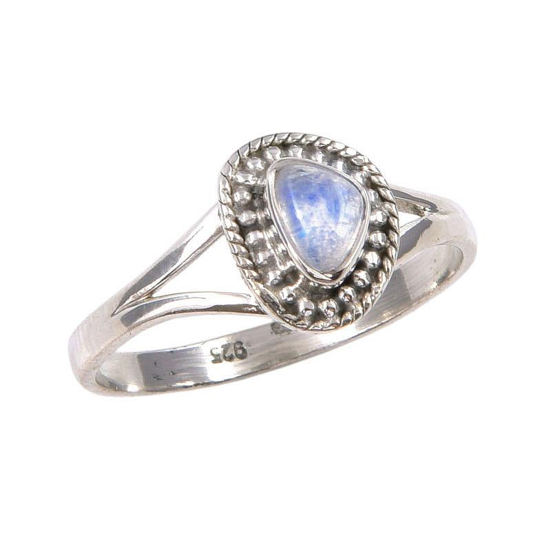 Natural Rainbow Moonstone Gemstone Handmade 925 Sterling Silver Ring S.9.5 b3W12
