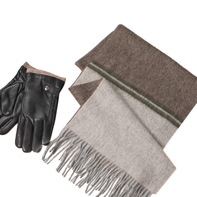 ELSYALNA Premium Wool Scarf and Lambskin Touchscreen Gloves Set