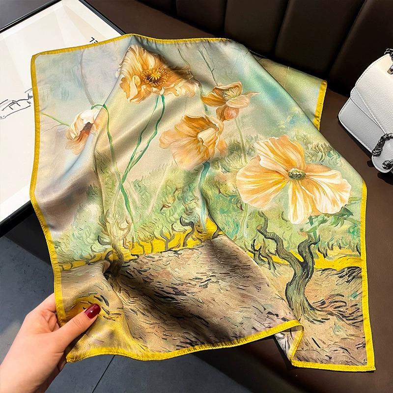

New 100% Natural Real Silk Scarf Women Bandana Square Scarves Wrap Kerchief Mulberry Spring Fashion Luxury High Quality Hijab Real Silk 53x53cm