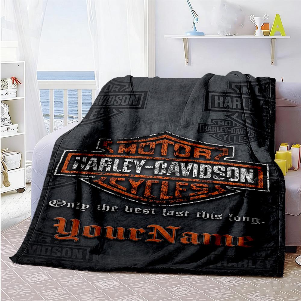 Harley-davidson Motorcycles Personalized Text Blanket Multi-purpose Personalized Blanket Warmthful Decor Suitable for Bed Picnics Home Decor Sofa