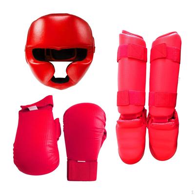Karate Sparring Gear Set Boxing Headgear Head Shin Guards for Kickboxing