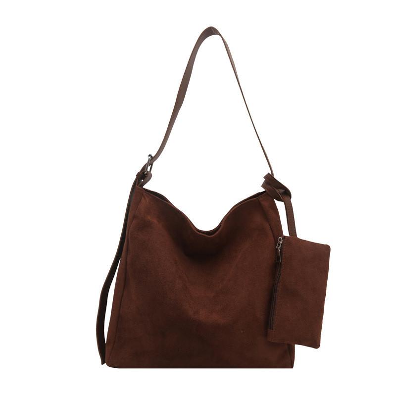 Solid Color Shoulder Bag Retro Winter Lazy Style Large Capacity Bag Crossbody